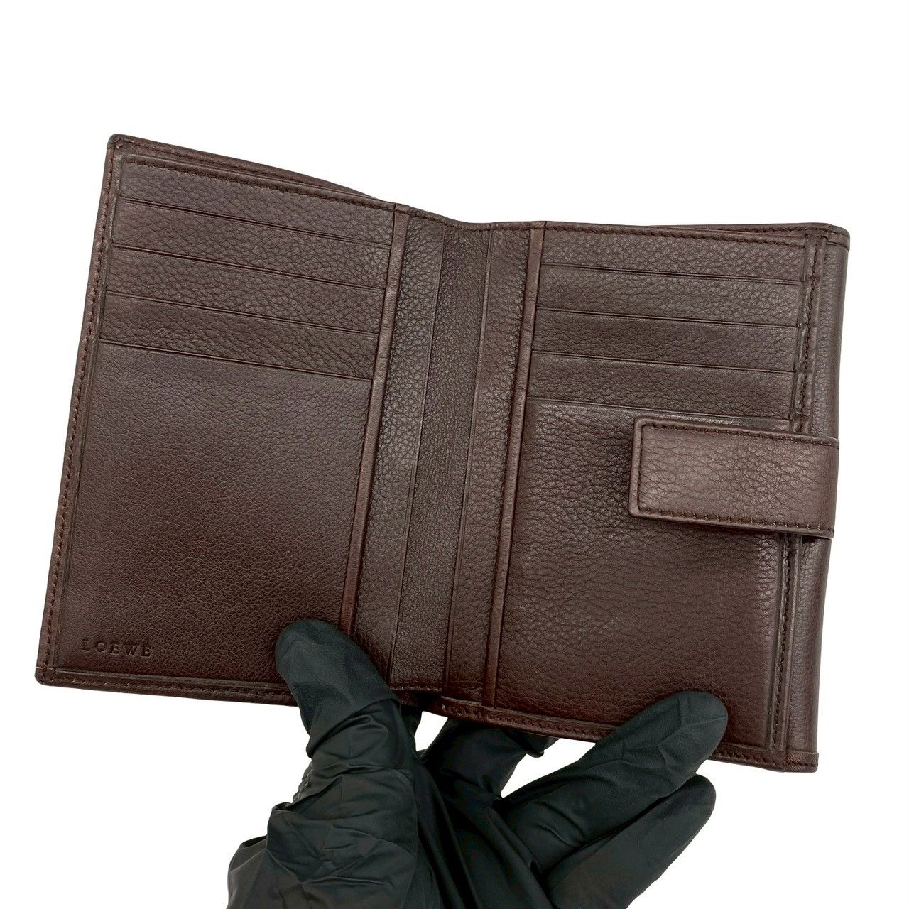 Loewe Anagram Log Leather Bifold Wallet Card Case Coin Purse Brown — view 7