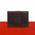 Loewe Anagram Log Leather Bifold Wallet Card Case Coin Purse Brown