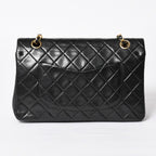 Chanel Quilted 25 Double Flap Chain Shoulder Bag CC Logo Lambskin Black Gold — view 2