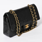 Chanel Quilted 25 Double Flap Chain Shoulder Bag CC Logo Lambskin Black Gold — view 3