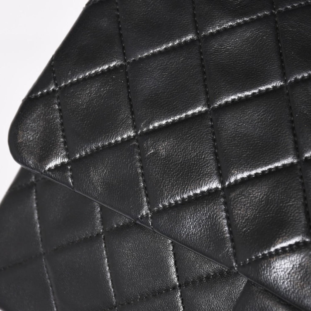 Chanel Quilted 25 Double Flap Chain Shoulder Bag CC Logo Lambskin Black Gold — view 8