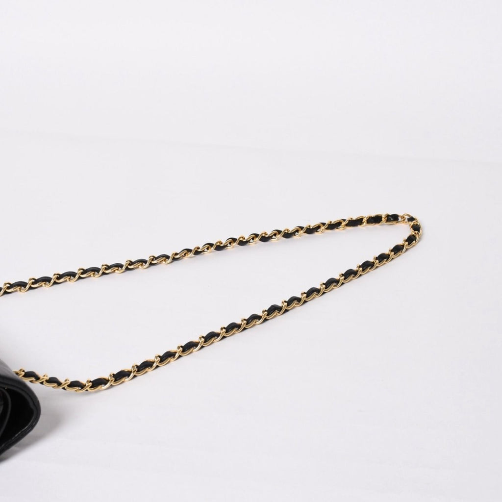 Chanel Quilted 25 Double Flap Chain Shoulder Bag CC Logo Lambskin Black Gold — view 5
