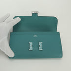 Hermes Constance Wallet Blue Paon Green Silver — view 7