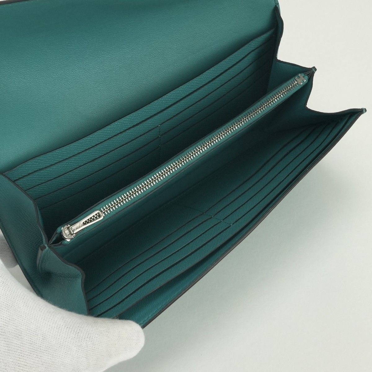 Hermes Constance Wallet Blue Paon Green Silver — view 8