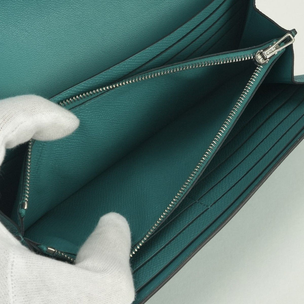 Hermes Constance Wallet Blue Paon Green Silver — view 9