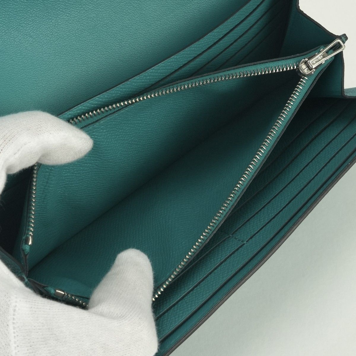 Hermes Constance Wallet Blue Paon Green Silver — view 9
