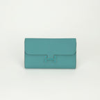 Hermes Constance Wallet Blue Paon Green Silver