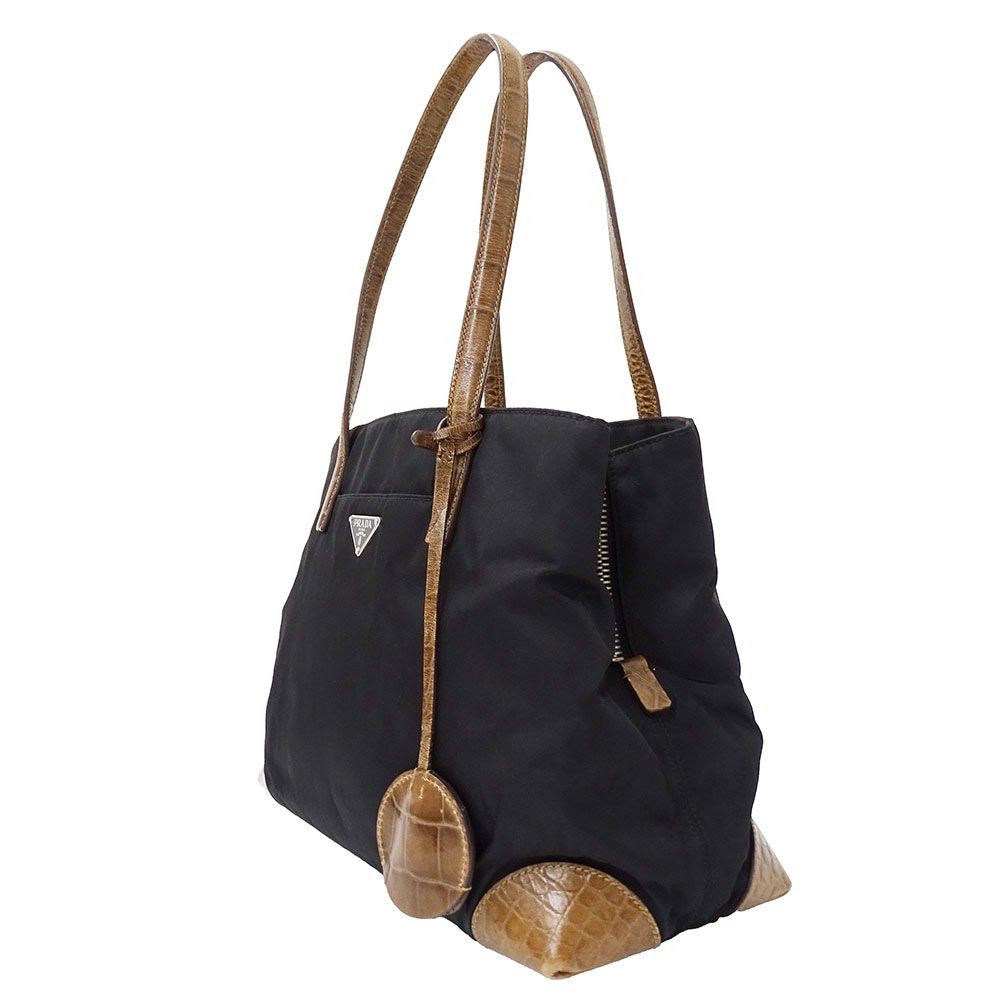 Prada Tote Nylon Black Handbag Going Out Fabric Simple — view 4