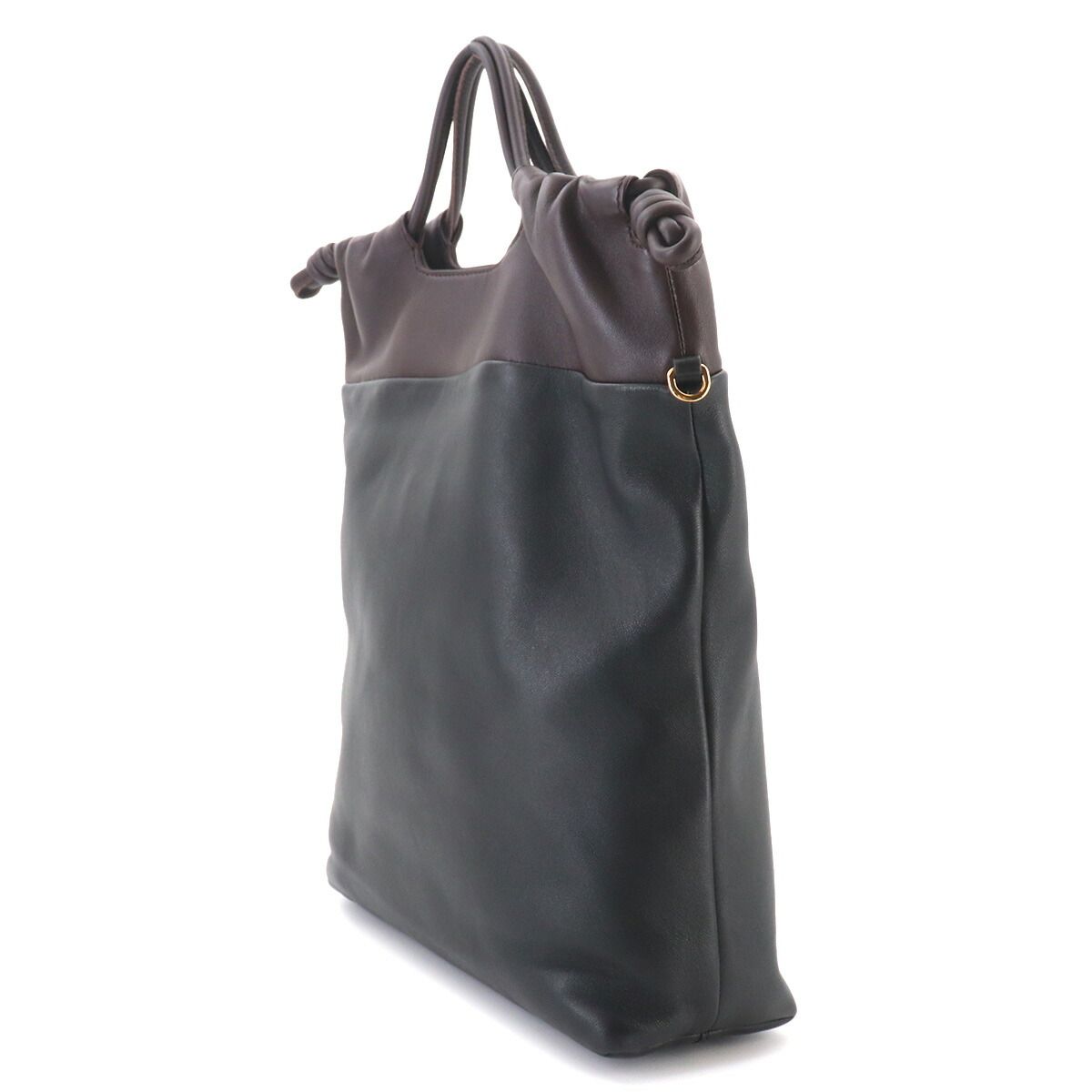 Loewe Flamenco Purse Tote 2-Way Shoulder Bag Leather Black Dark Brownie — view 4