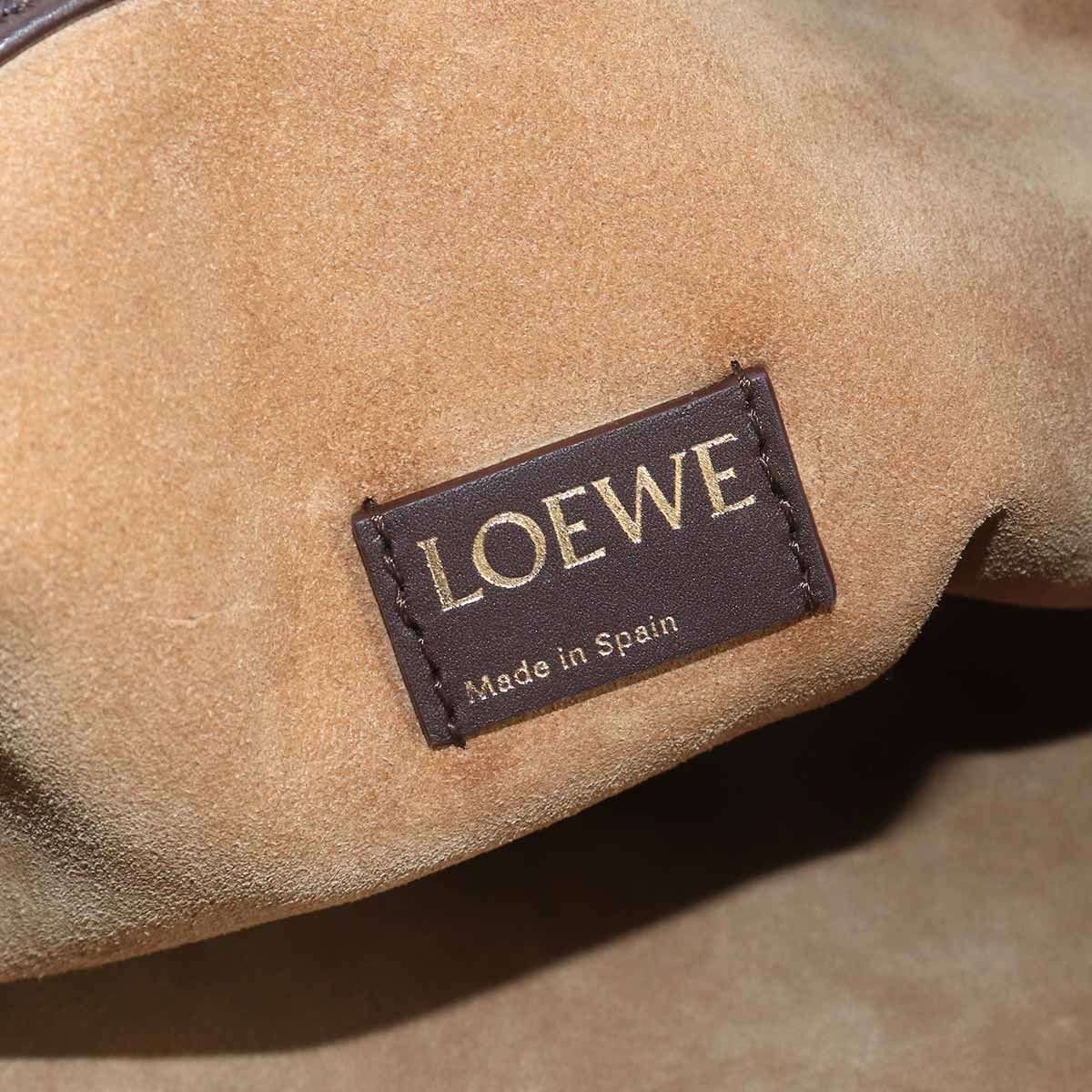 Loewe Flamenco Purse Tote 2-Way Shoulder Bag Leather Black Dark Brownie — view 9