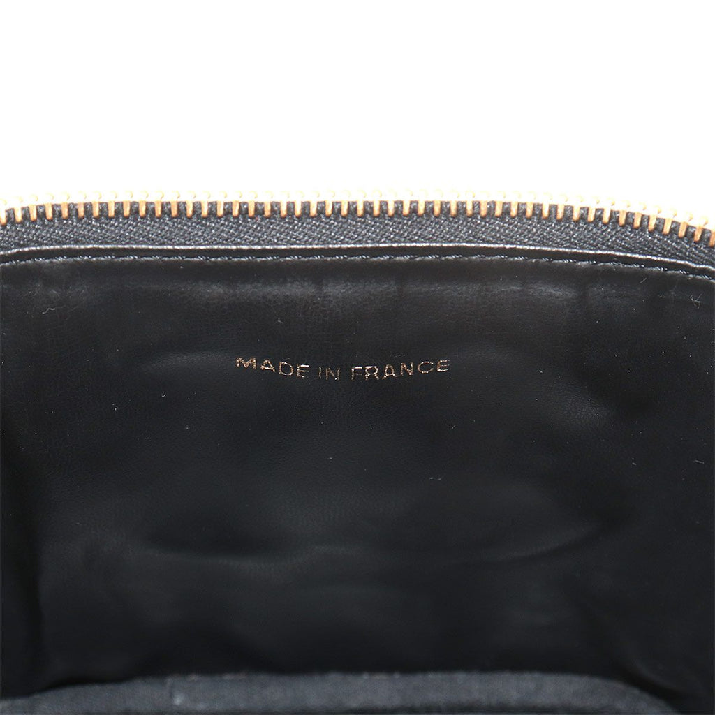 Chanel Vanity Hand Bag Caviar Leather Black CC Logo Gold — view 8