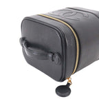 Chanel Vanity Hand Bag Caviar Leather Black CC Logo Gold — view 6