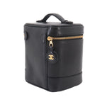 Chanel Vanity Hand Bag Caviar Leather Black CC Logo Gold — view 4