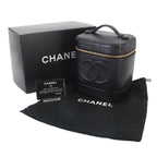 Chanel Vanity Hand Bag Caviar Leather Black CC Logo Gold — view 2