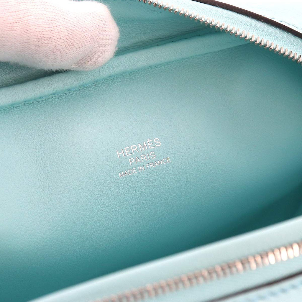 Hermes Mini Plume 20 Hand Bag Swift Blue Zephyr Silver — view 8