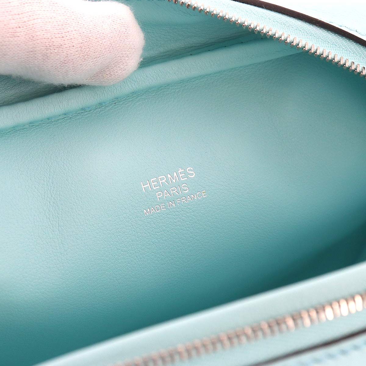 Hermes Mini Plume 20 Hand Bag Swift Blue Zephyr Silver — view 8