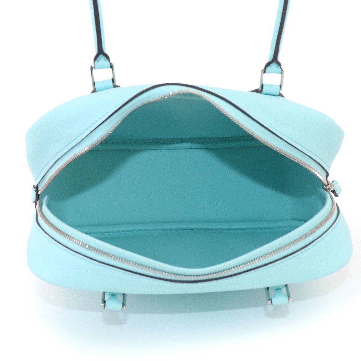 Hermes Mini Plume 20 Hand Bag Swift Blue Zephyr Silver — view 7