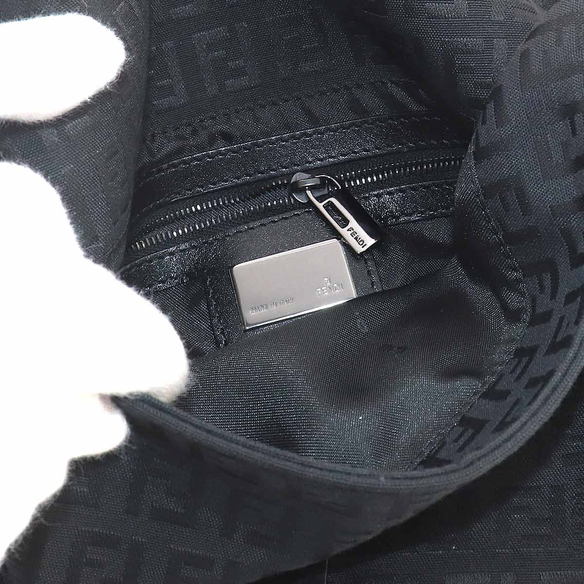 Fendi Zucchino Mamma Bucket Shoulder Bag Canvas Black Gunmetal — view 7