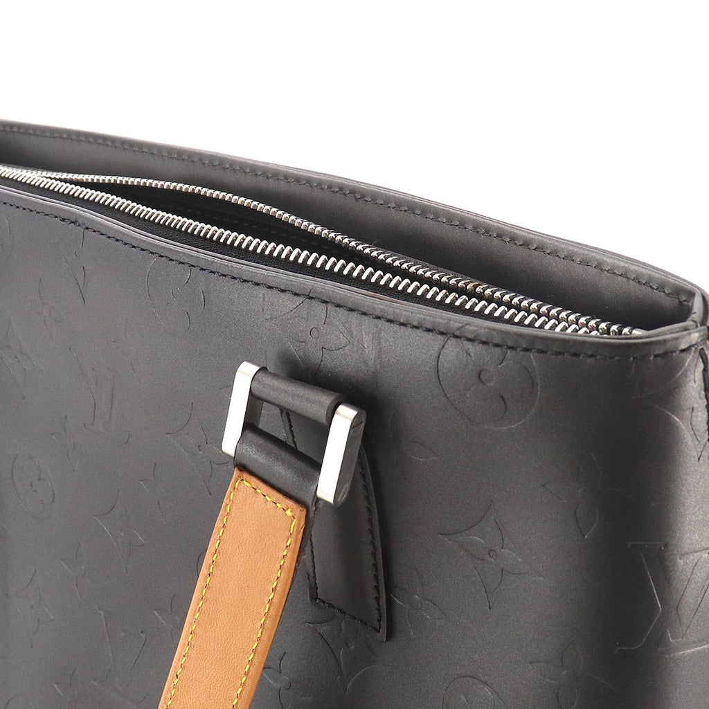 Louis Vuitton Monogram Matte Stockton Tote Leather Noir Silver — view 8