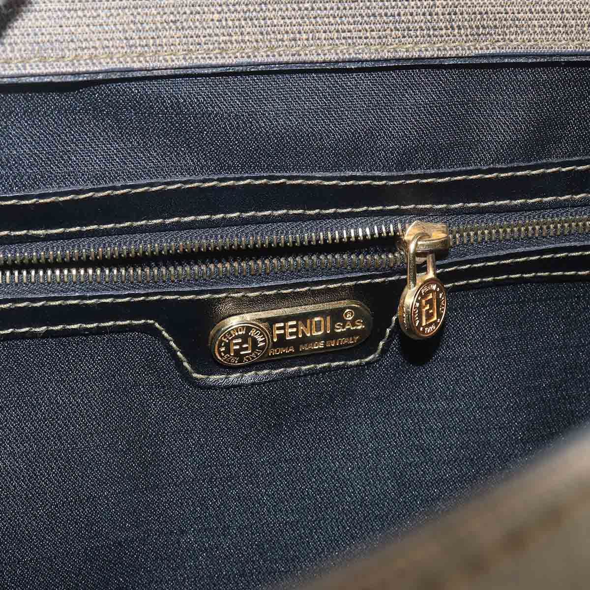 Fendi Tote Leather Brown Black Gold Vintage — view 8