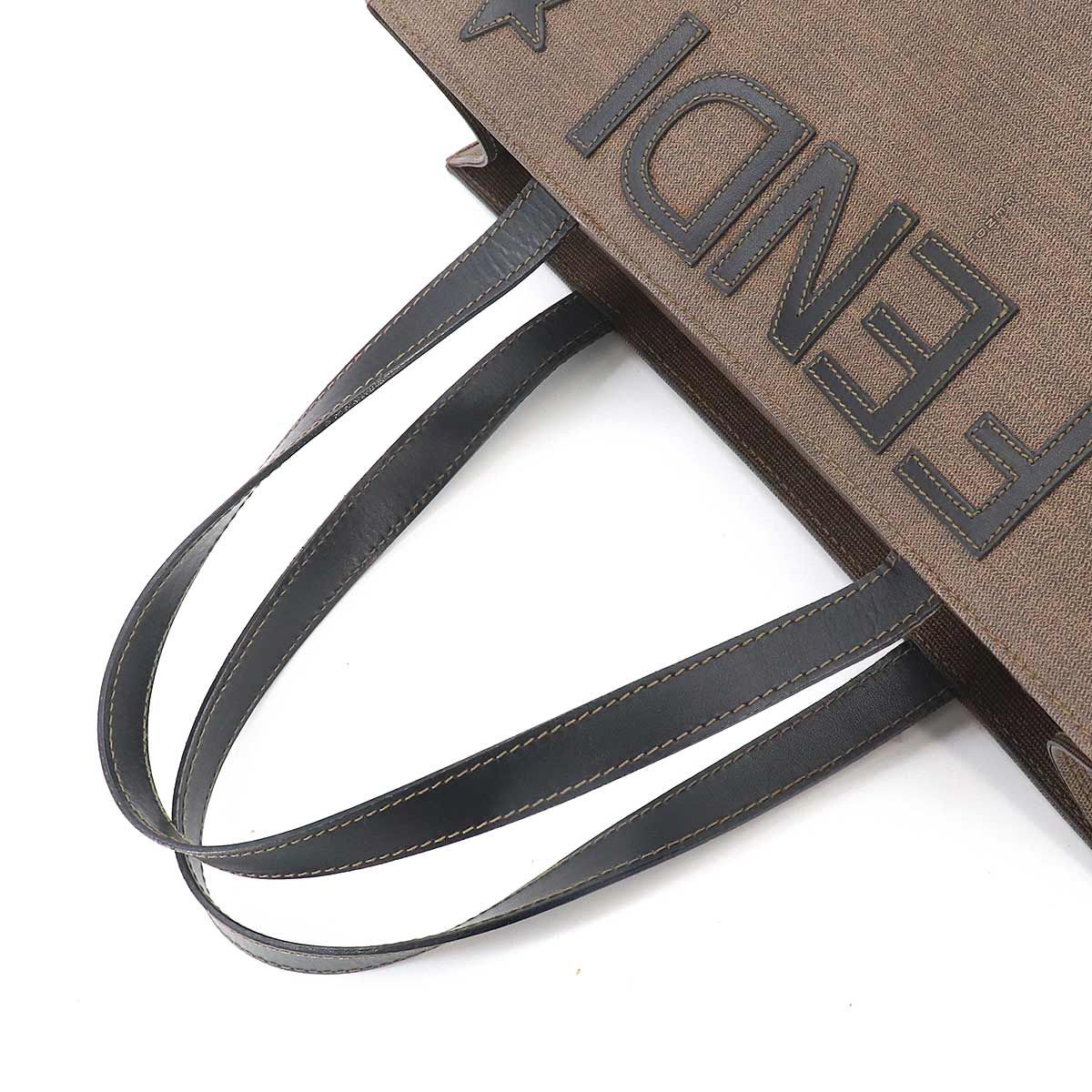 Fendi Tote Leather Brown Black Gold Vintage — view 5