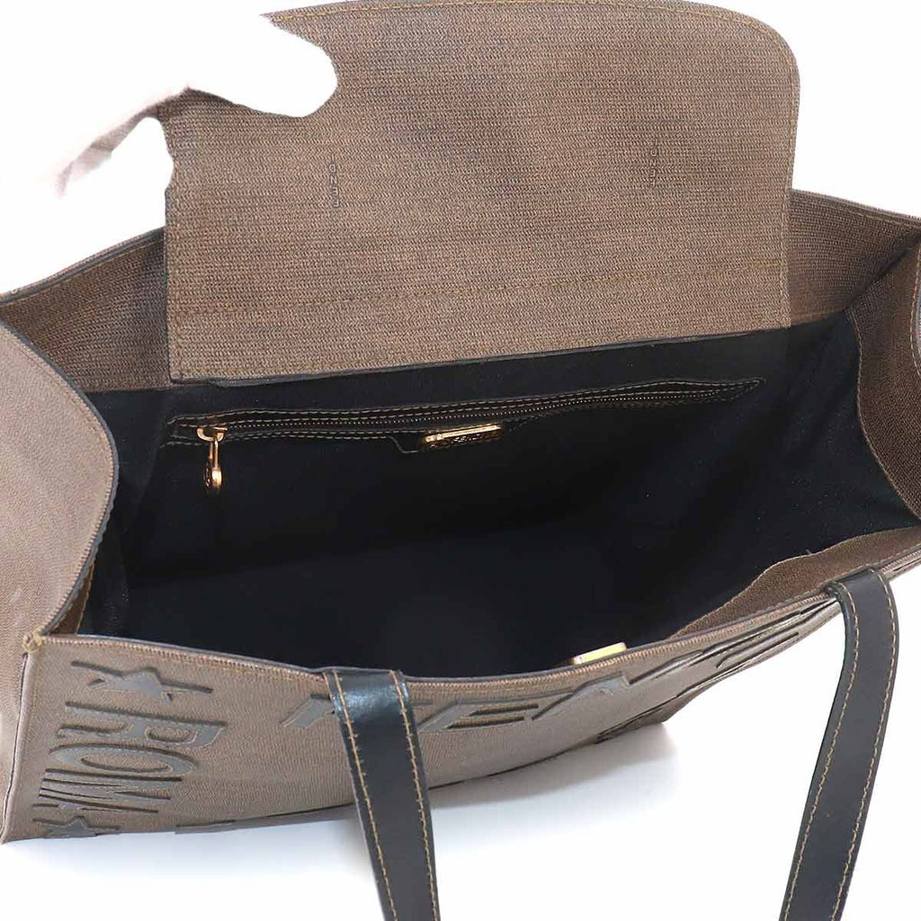 Fendi Tote Leather Brown Black Gold Vintage — view 6