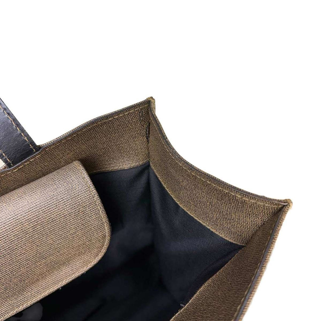Fendi Tote Leather Brown Black Gold Vintage — view 7