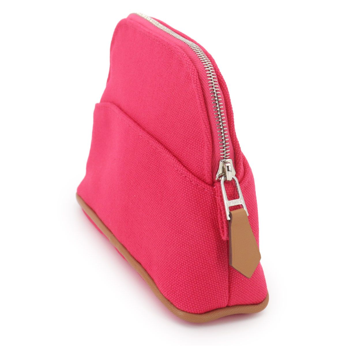 Hermes Bolide Pouch Mini Cotton Canvas Hibiscus Silver — view 3