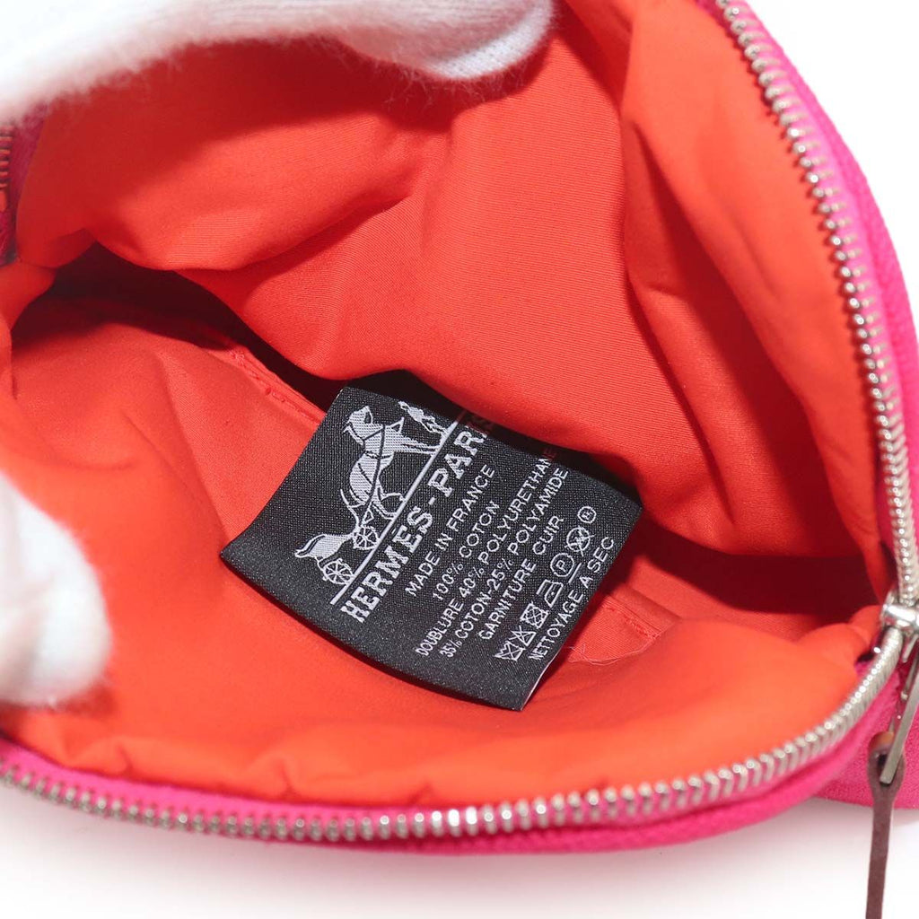Hermes Bolide Pouch Mini Cotton Canvas Hibiscus Silver — view 6