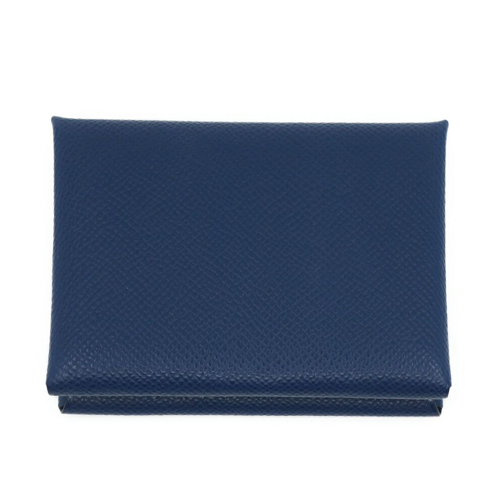 Hermes Calvi Duo Navy Coin Case Card Silver — view 2
