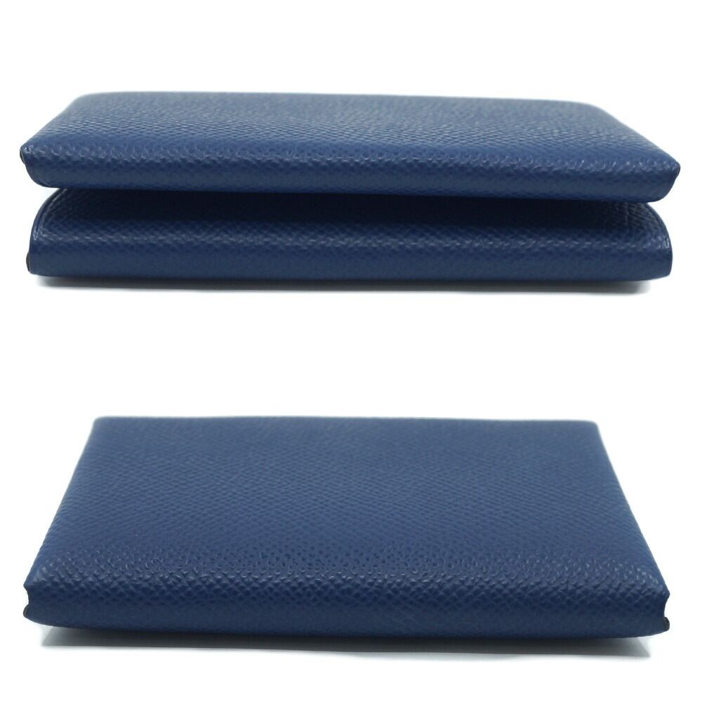 Hermes Calvi Duo Navy Coin Case Card Silver — view 3