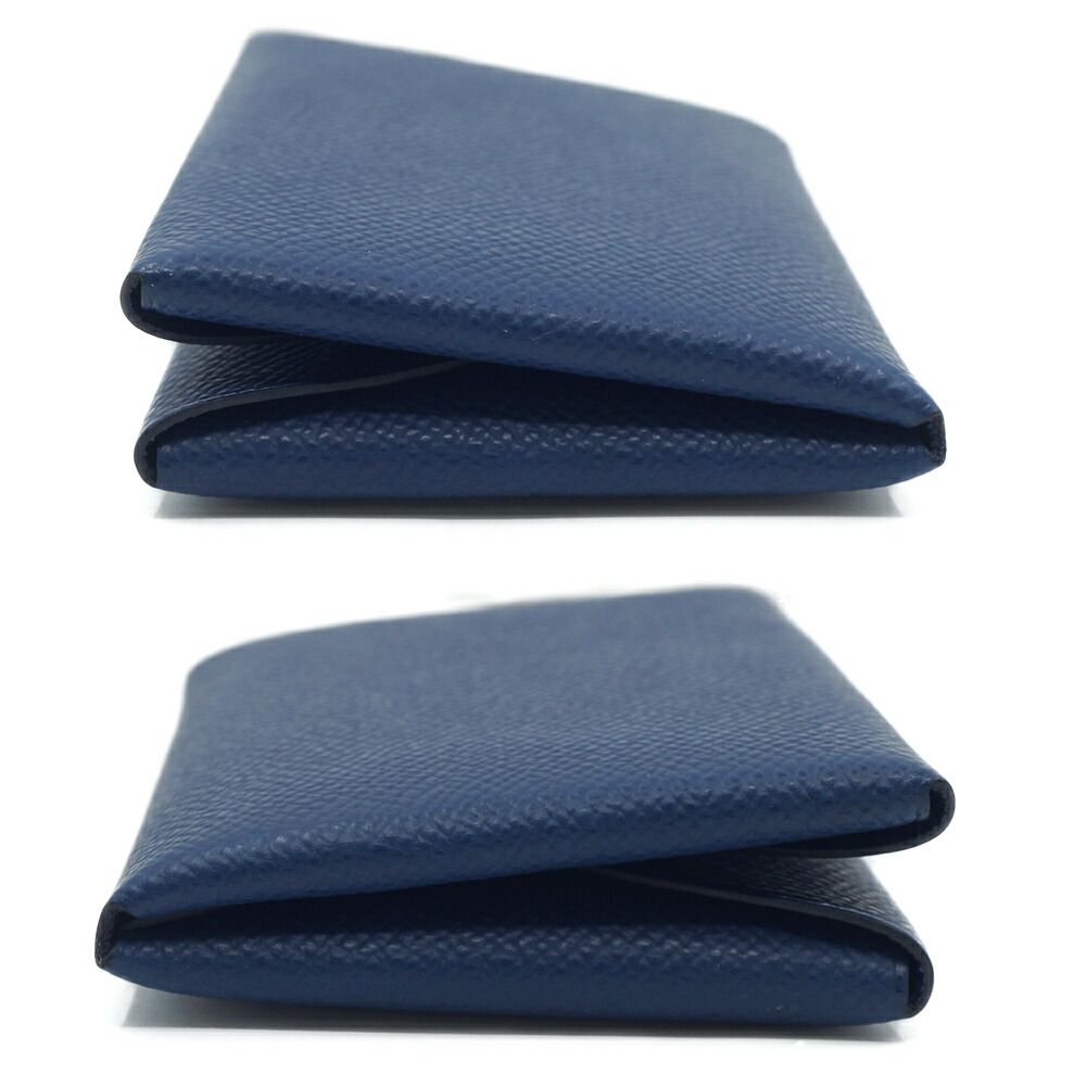 Hermes Calvi Duo Navy Coin Case Card Silver — view 4
