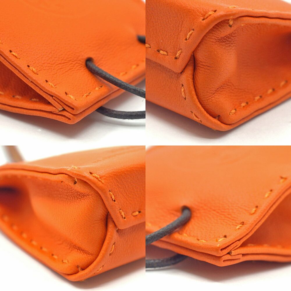 Hermes Sac Orange Bag Motif Leather Bag Charm Strap — view 4