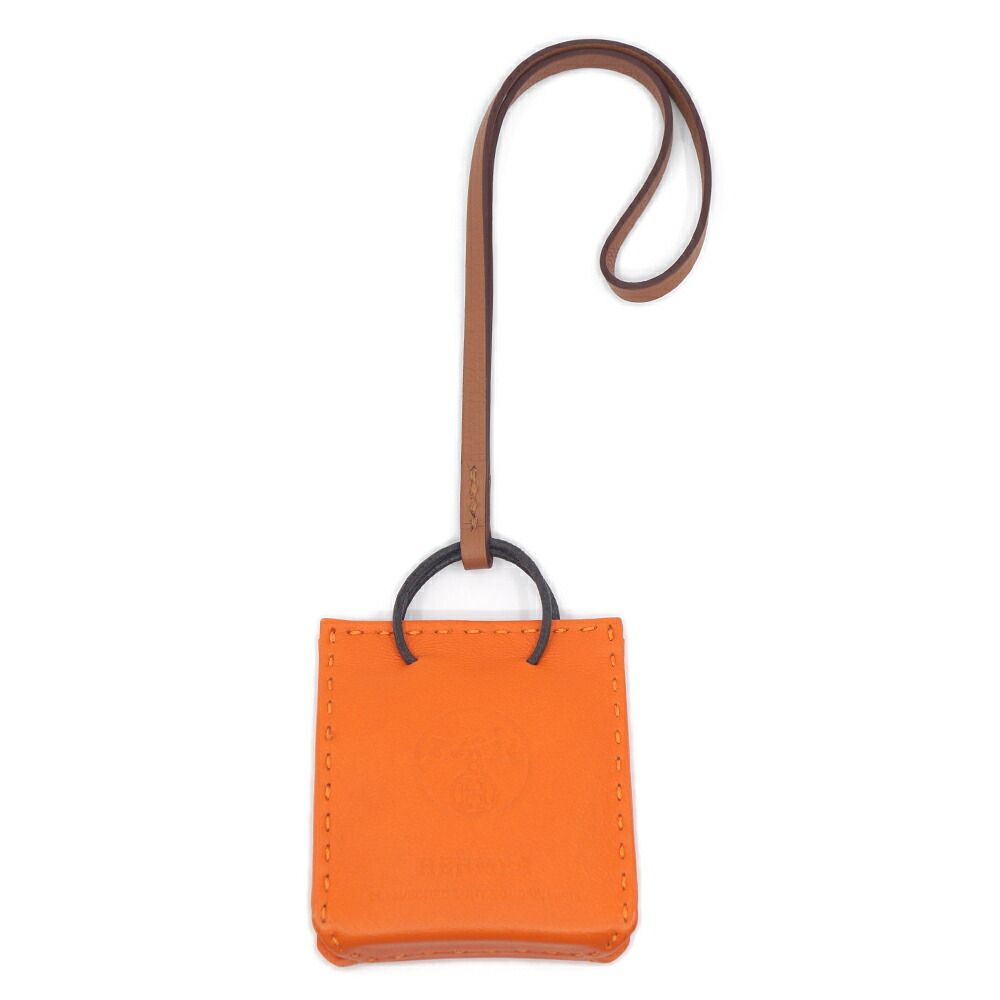Hermes Sac Orange Bag Motif Leather Bag Charm Strap — view 2
