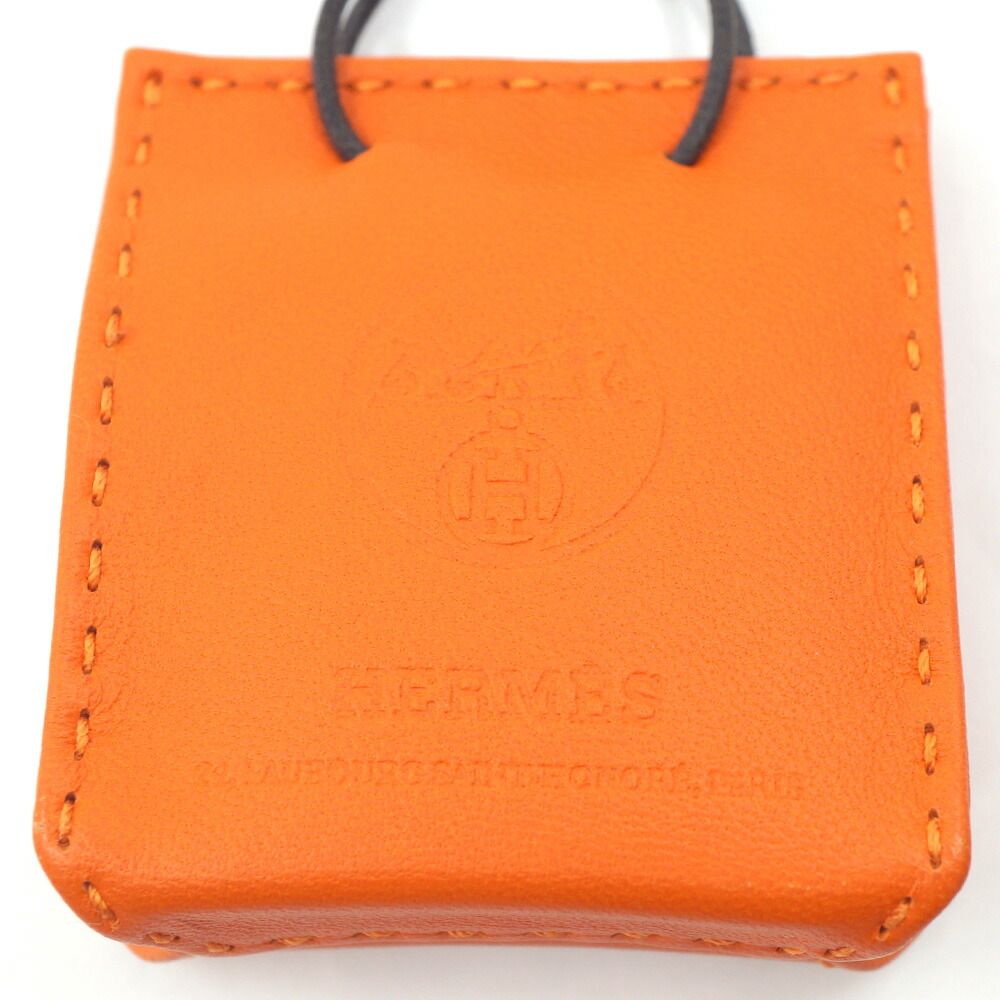 Hermes Sac Orange Bag Motif Leather Bag Charm Strap — view 3