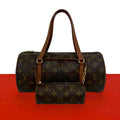 Louis Vuitton Vintage Papillon Monogram Leather Mini Boston Bag Brown
