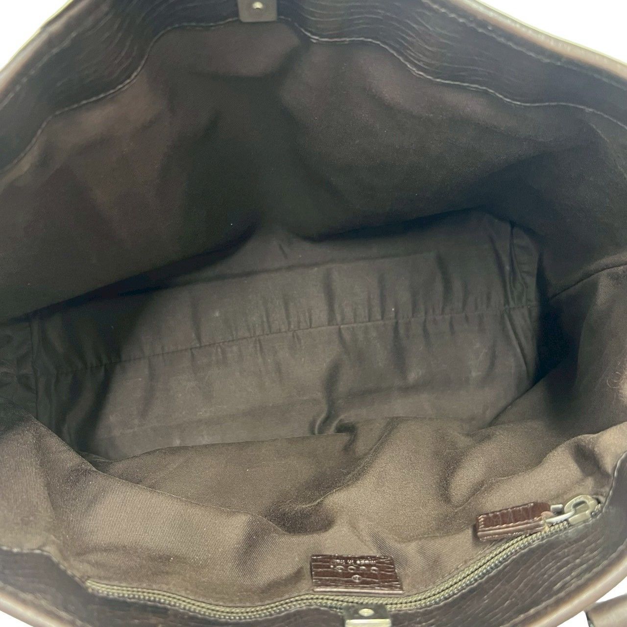 Gucci GG Pattern Logo Leather Polyester Tote Shoulder Bag Business Brown — view 9