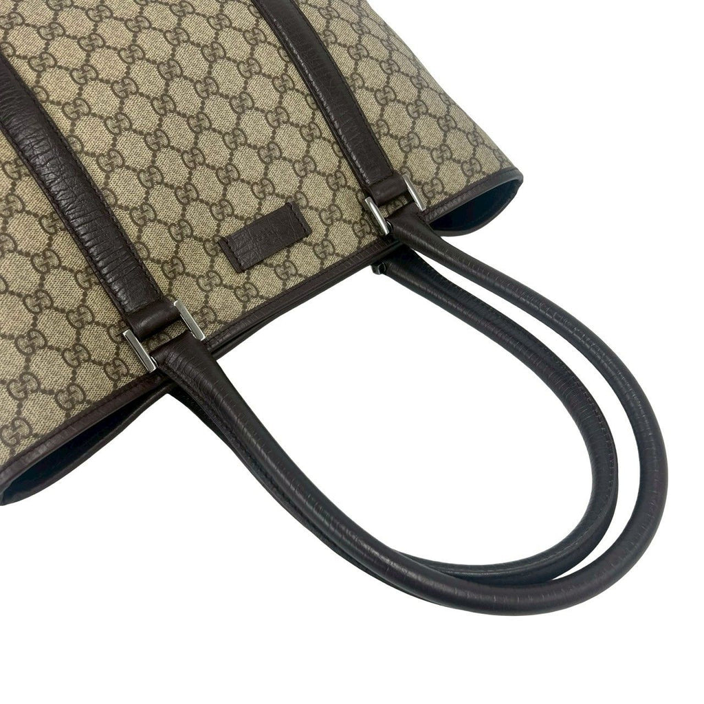 Gucci GG Pattern Logo Leather Polyester Tote Shoulder Bag Business Brown — view 4