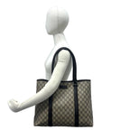 Gucci GG Pattern Logo Leather Polyester Tote Shoulder Bag Business Brown — view 2