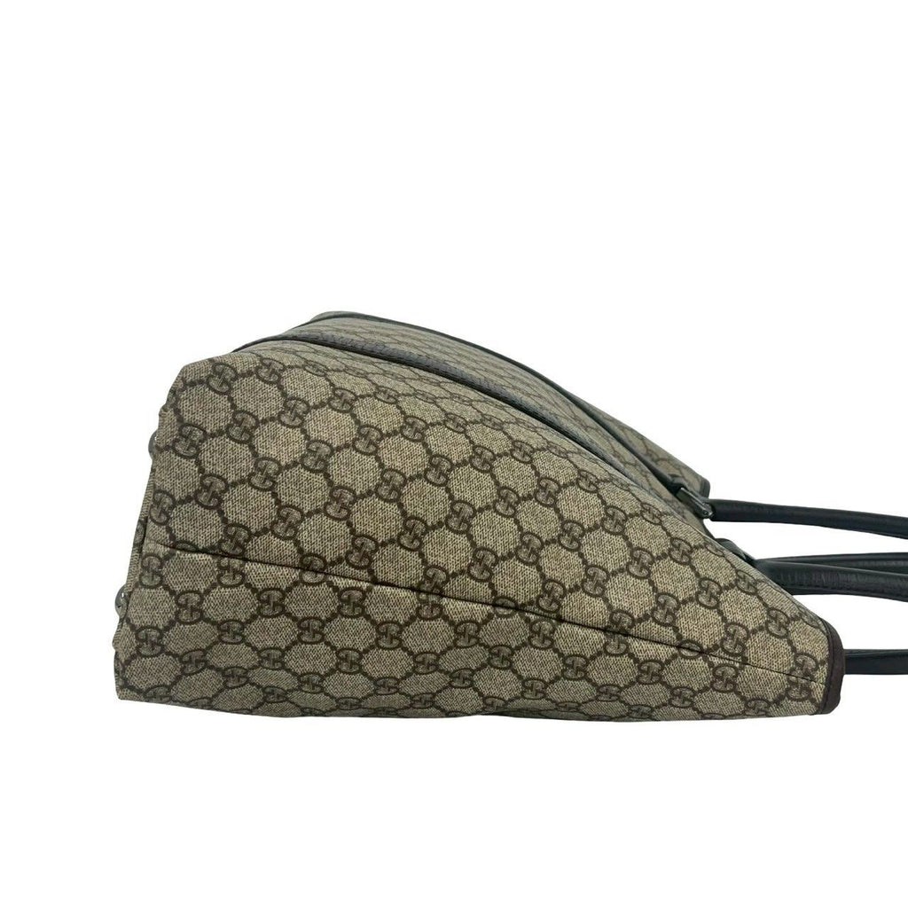 Gucci GG Pattern Logo Leather Polyester Tote Shoulder Bag Business Brown — view 6