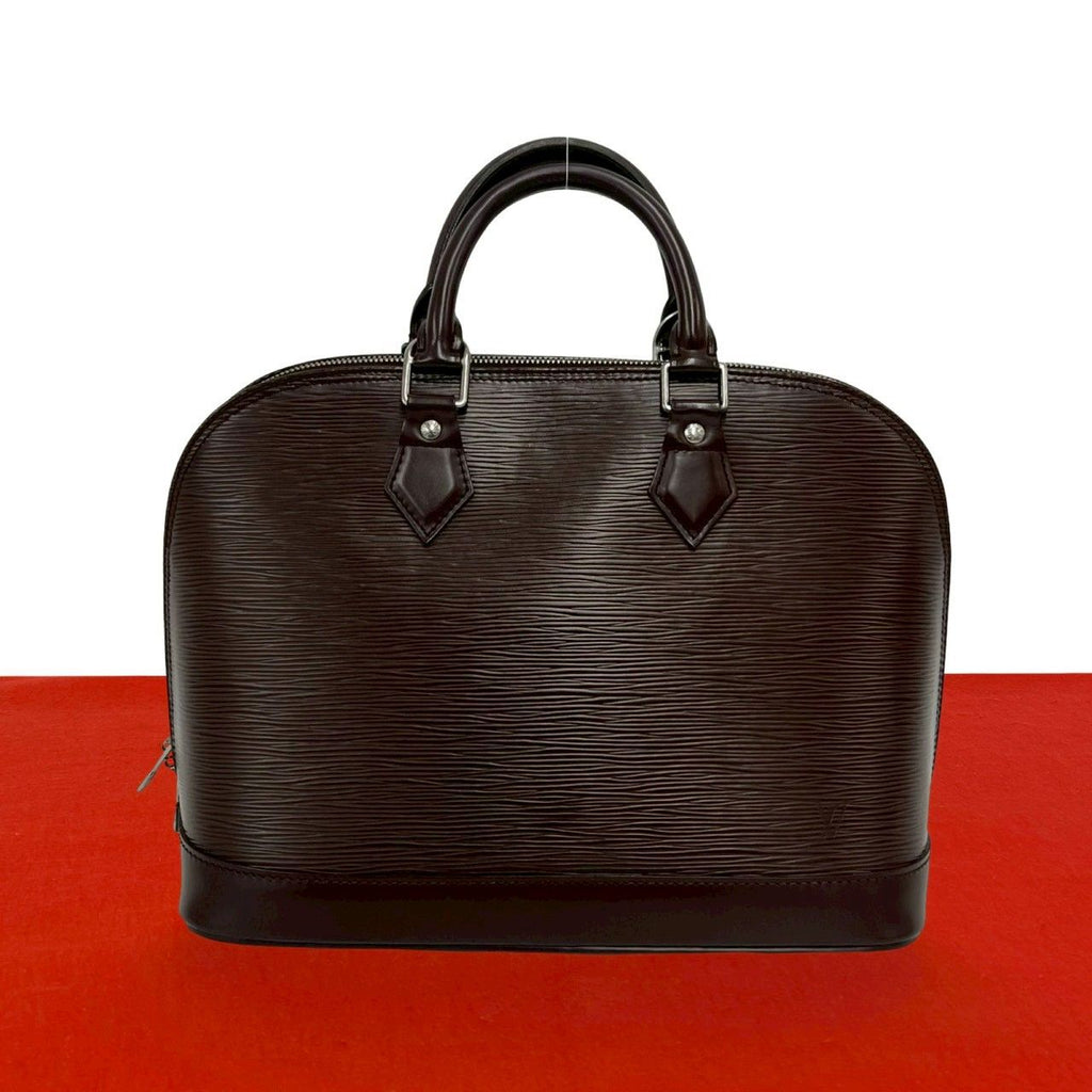 Louis Vuitton Alma Epi Leather Mini Boston Bag Dark Brown Mocha