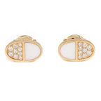 Hermes Earrings Chaine D'ancre Verso 18 Points Diamond Total White Ceramic 18k