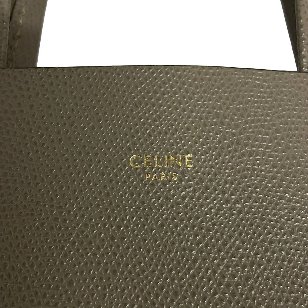 Celine Tote Vertical Cabas Mall Gray Beige Leather — view 9