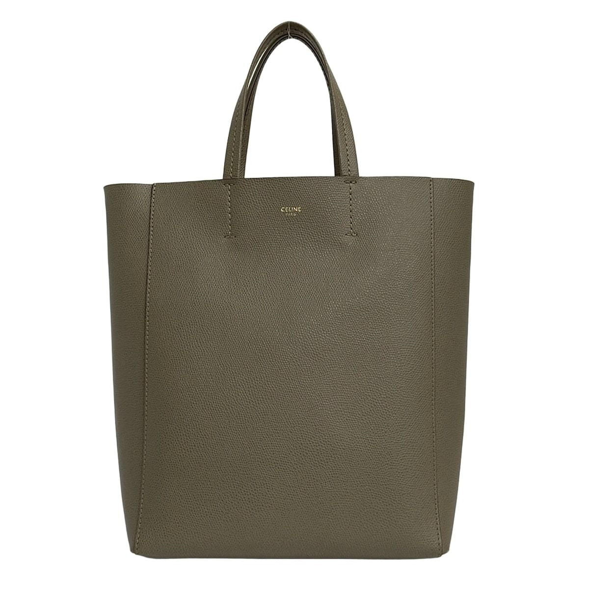 Celine Tote Vertical Cabas Mall Gray Beige Leather