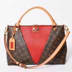 Louis Vuitton Tote MM 2-Way Shoulder Bag Leather Red Brown