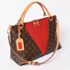 Louis Vuitton Tote MM 2-Way Shoulder Bag Leather Red Brown — view 3