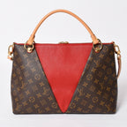 Louis Vuitton Tote MM 2-Way Shoulder Bag Leather Red Brown — view 2