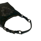 Prada Triangle Logo Perforated Studs Nylon Leather Shoulder Bag Black — view 4