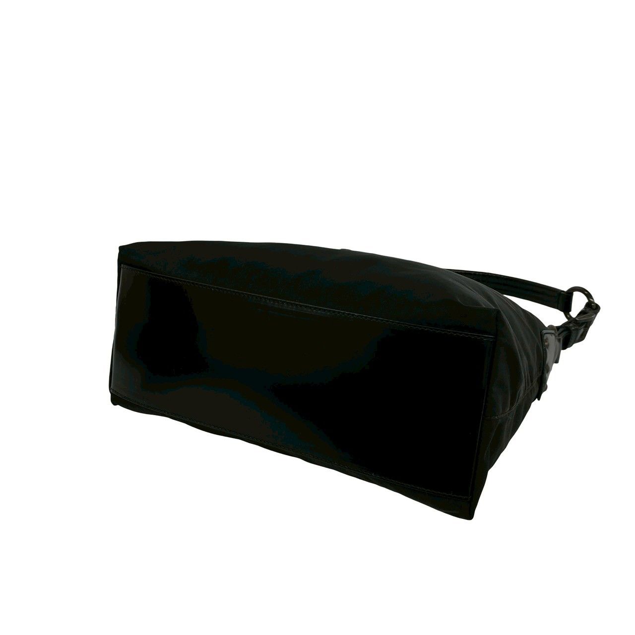 Prada Triangle Logo Perforated Studs Nylon Leather Shoulder Bag Black — view 8