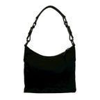 Prada Triangle Logo Perforated Studs Nylon Leather Shoulder Bag Black — view 3